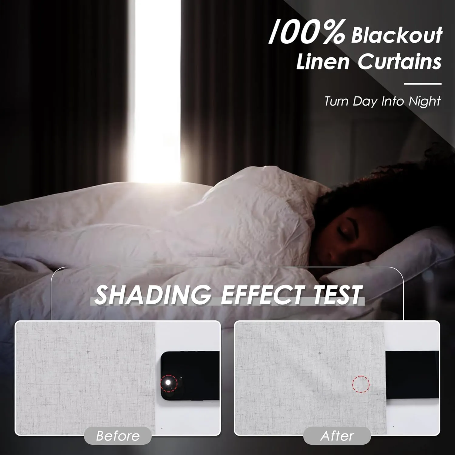 100% Blackout Linen Curtains 84 Inch Length 2 Panels Light Grey Light Blocking Darkening Living Room Curtains 84 Inches Long Elegant Modern Back Tab Pocket Noise Reducing Drapes for Nursery 52X84