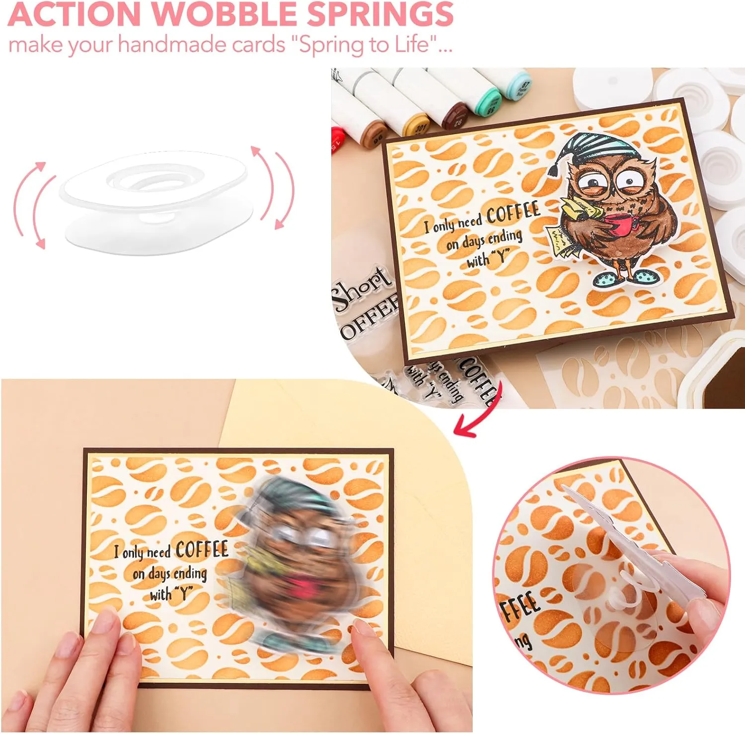 102Pcs/Set Mini Action Wobbles,Self-Adhesive Springs,Small Wobblers Movers Gliders for Slider Cards;Rotating Sliding for Card Making DIY Scrapbooking Arts Projects Handmade Crafts Embellishments