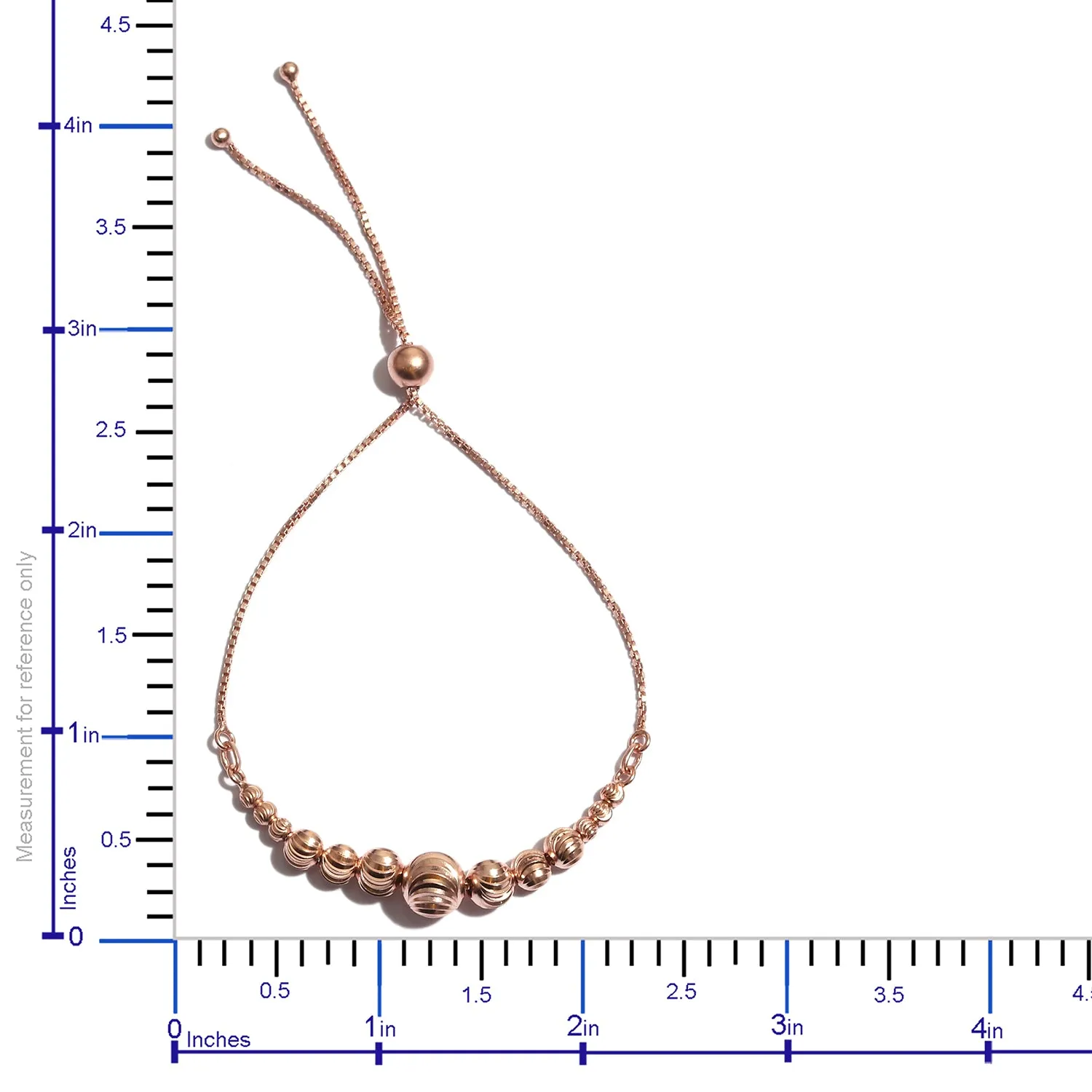 14K Rose Gold over Sterling Silver Graduated Textured Bead Adjustable Bracelet