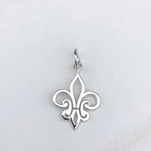 14KT White Gold Cut-Out Fleur de Lis Pendant Charm
