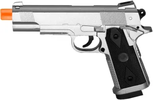 1911 Tactical Chrome Metal Spring Pistol (Silver)