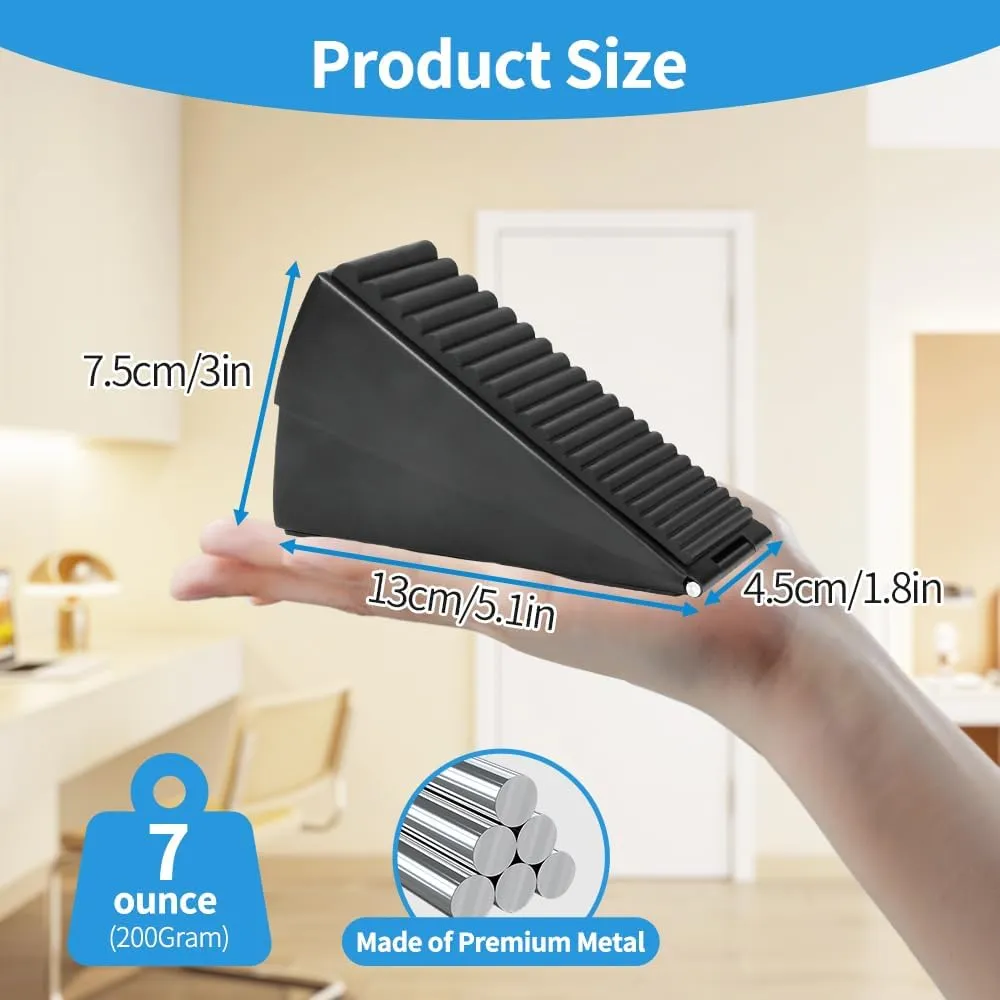 2 Pcs Heavy Duty Door Stoppers, Large Non-Slip Rubber Door Stopper Wedge, Stainless Steel Tall Door Stoppers for Bottom of Door, 3 Inch High Adjustable Spring Door Stop Suits Any Heavy Door Gap (2Pcs)