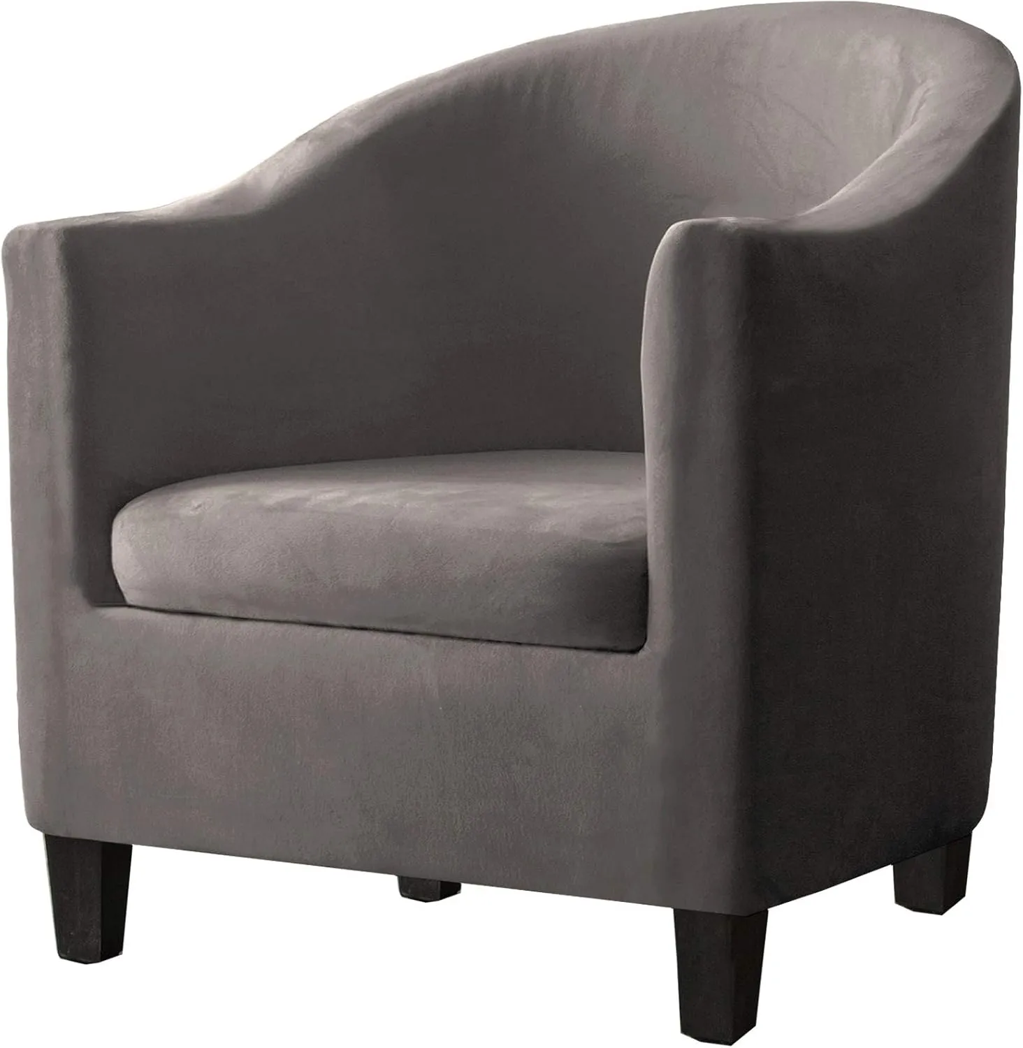 2 Piece Velvet Tub Chair Covers for Armchairs,Spandex Tub Chair Slipcovers,Stretch Tub Chair Slipcover Furniture Protector Cover Sofa Slipcover for Tub Chair (Light Grey,1)