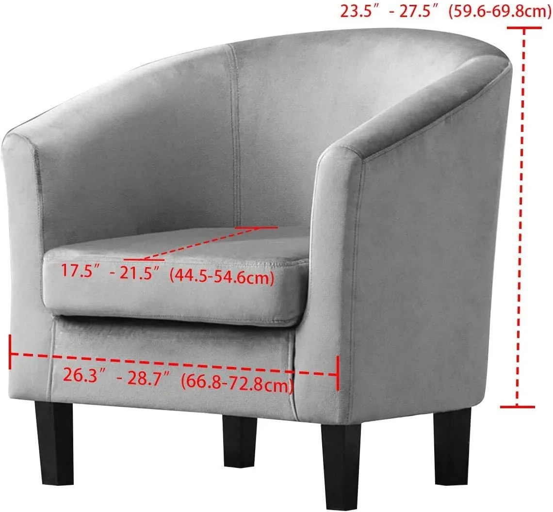 2 Piece Velvet Tub Chair Covers for Armchairs,Spandex Tub Chair Slipcovers,Stretch Tub Chair Slipcover Furniture Protector Cover Sofa Slipcover for Tub Chair (Light Grey,1)