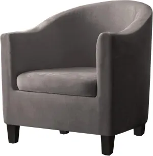 2 Piece Velvet Tub Chair Covers for Armchairs,Spandex Tub Chair Slipcovers,Stretch Tub Chair Slipcover Furniture Protector Cover Sofa Slipcover for Tub Chair (Light Grey,1)