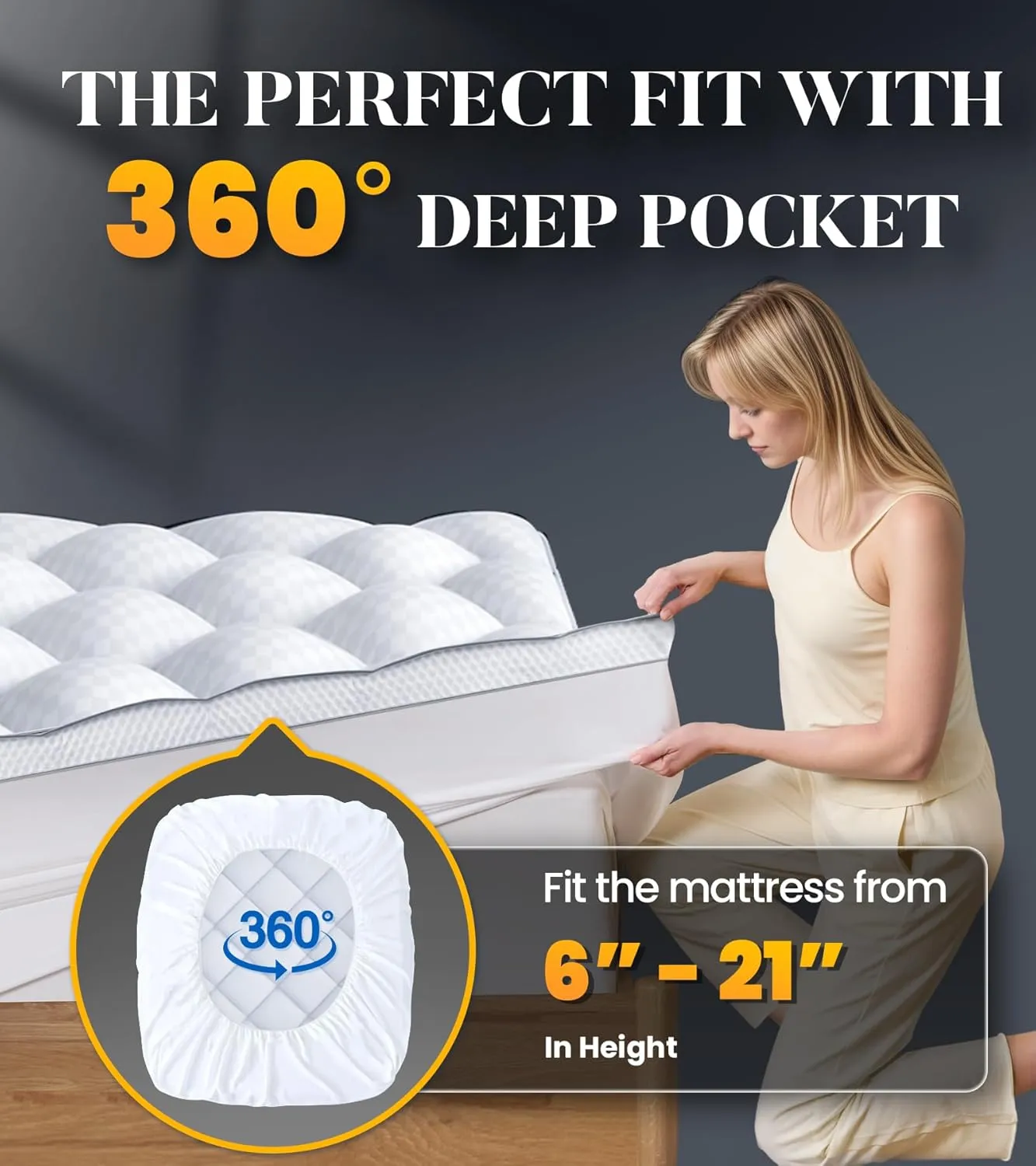 3 Inch Ultra-Fluffy Memory Foam Mattress Topper King for Back Pain, Extra Soft Pillow Top King Mattress Topper with 4X Support, Mattress Pad with Breathable Air Mesh Sides, 6-21'' Deep Pocket