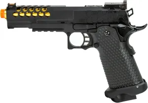 340 FPS Golden Ball x Eagle OTS .45 Hi-Capa Gas Blowback Airsoft Pistol w/Hive Vented Slide (Color: Black/Gold Barrel)