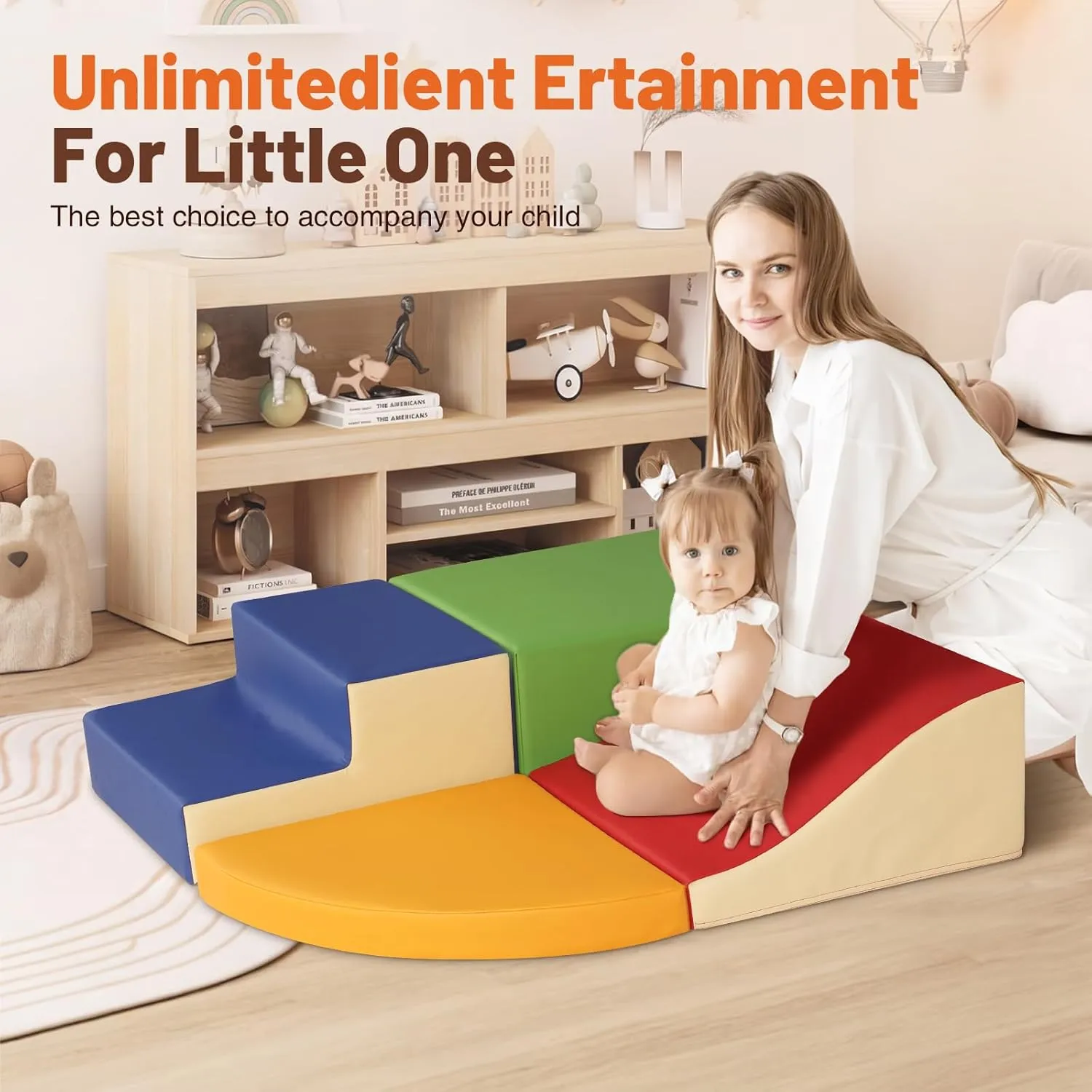 4-Piece Soft PU Leather Toddlers Climbing Toys, Foam Climbing Blocks for Toddlers, Baby Play Set Foam Climb Structures for Toddler 3 , Indoor Crawl Activity Play Gym
