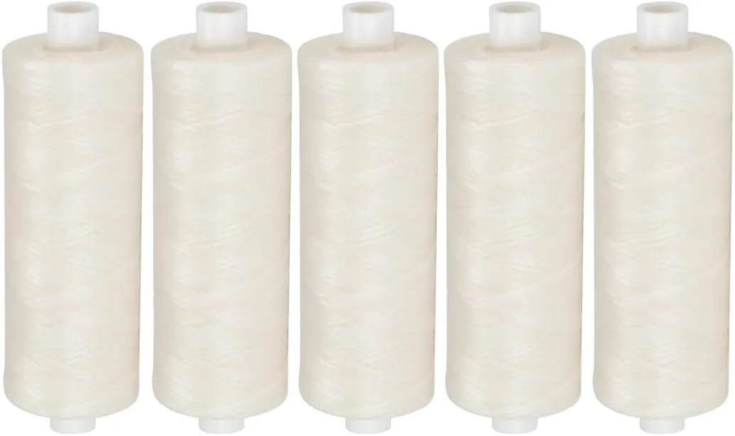 5-Pack of Unwaxed Dental Floss Refill Spools, 200 Yards Each, Bulk Unflavored Floss, White - Wax Free Dental Floss with Translucent Dispenser