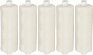 5-Pack of Unwaxed Dental Floss Refill Spools, 200 Yards Each, Bulk Unflavored Floss, White - Wax Free Dental Floss with Translucent Dispenser