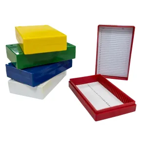 5PCS Microscope Slide Storage Box, 25-Place Plastic Microscope Slide Holder with Foam Liner for 25mm × 75mm Microslide, Assorted Colors