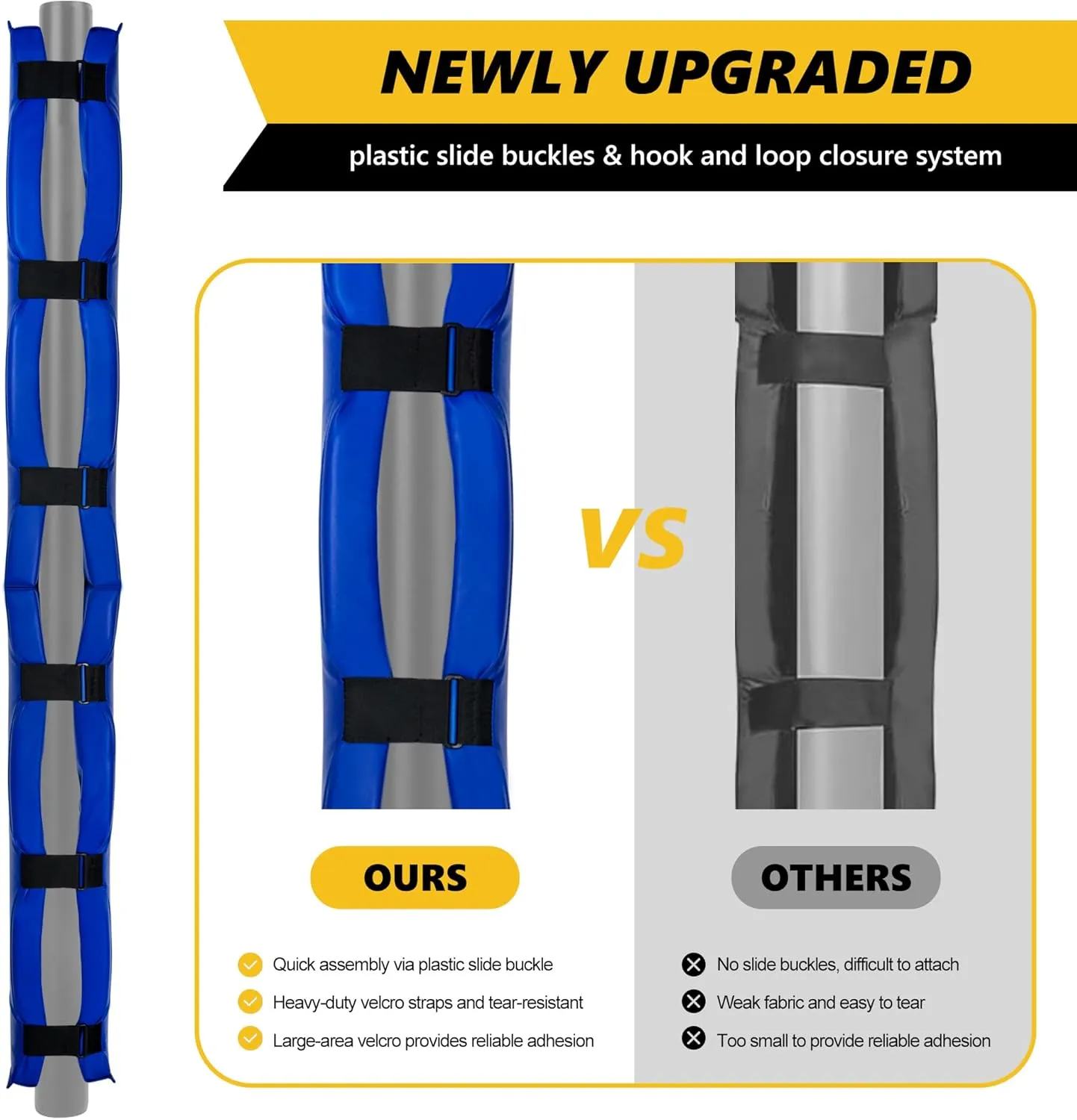 72" Tall Basketball Pole Pad, All-Weather Round Basketball Pole Padding Outdoor, 2" Thick Heavy Duty Wrap-Around Protective Pads for Adjustable & Fixed Height Basketball Hoop Poles