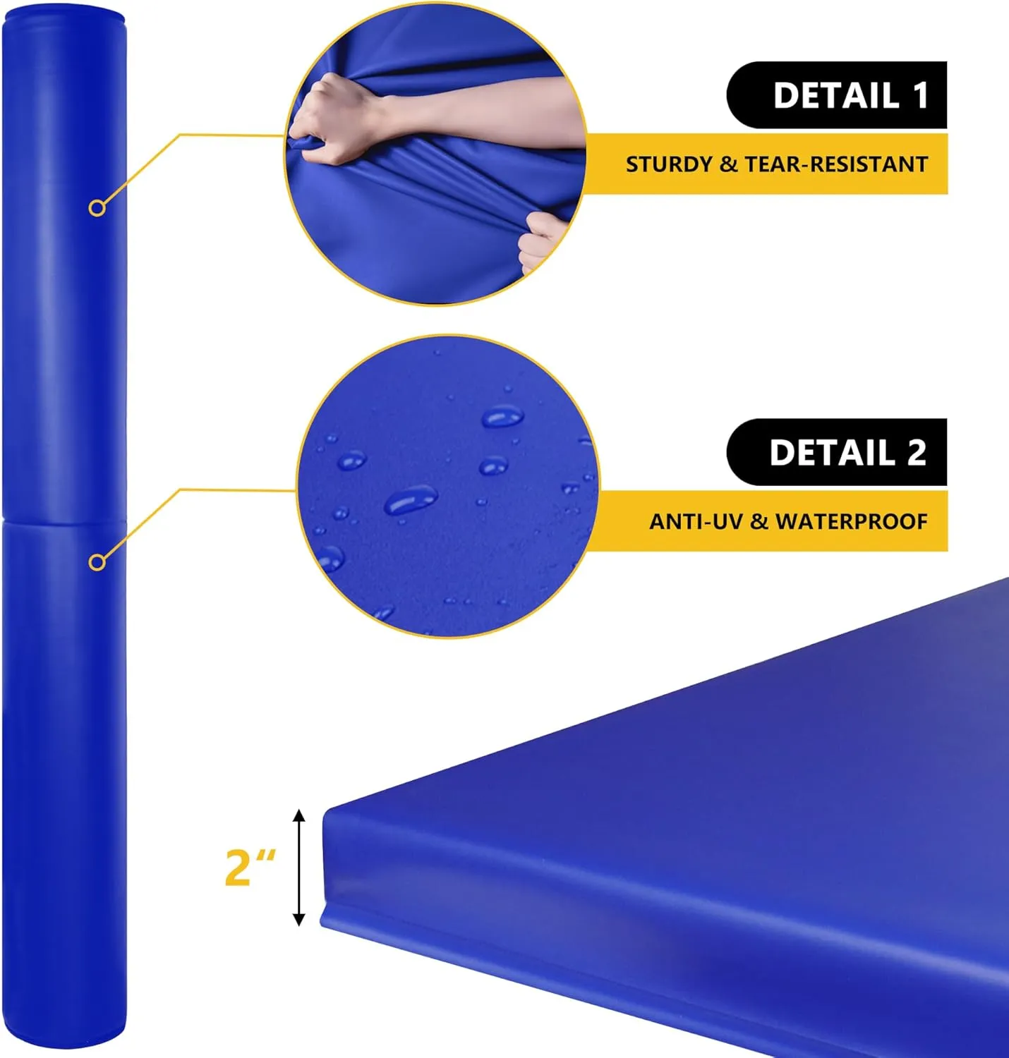 72" Tall Basketball Pole Pad, All-Weather Round Basketball Pole Padding Outdoor, 2" Thick Heavy Duty Wrap-Around Protective Pads for Adjustable & Fixed Height Basketball Hoop Poles