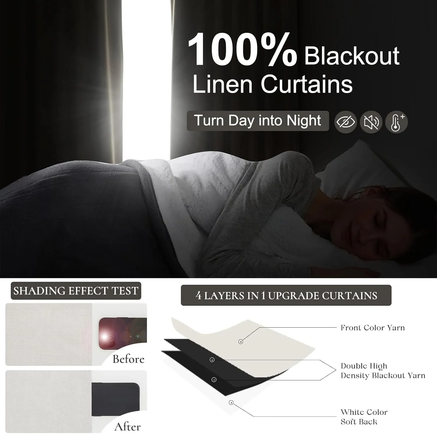8-3/4FT Extra Long Curtains for Bedroom, Lush Decor 105 Inch Linen Blackout Light Blocking Nursery Window Curtains 2 Panels Burg Textured Back Tab&Pinch Pleated Drapes with Hooks Birch (40"x105")