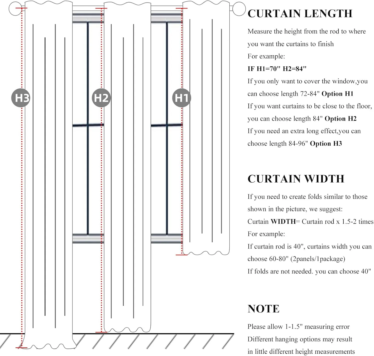 8-3/4FT Extra Long Curtains for Bedroom, Lush Decor 105 Inch Linen Blackout Light Blocking Nursery Window Curtains 2 Panels Burg Textured Back Tab&Pinch Pleated Drapes with Hooks Birch (40"x105")