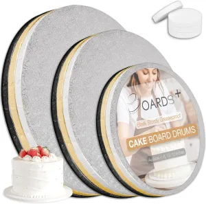 9 Pack Cake Board Drums 8, 10 & 12 Inch in Silver, Gold & Black Color | Free Prop Up Tools Included | Fully Greaseproof 1/2" Thick Cake Circle Rounds | Sturdy for Heavy/Tiered Cakes…