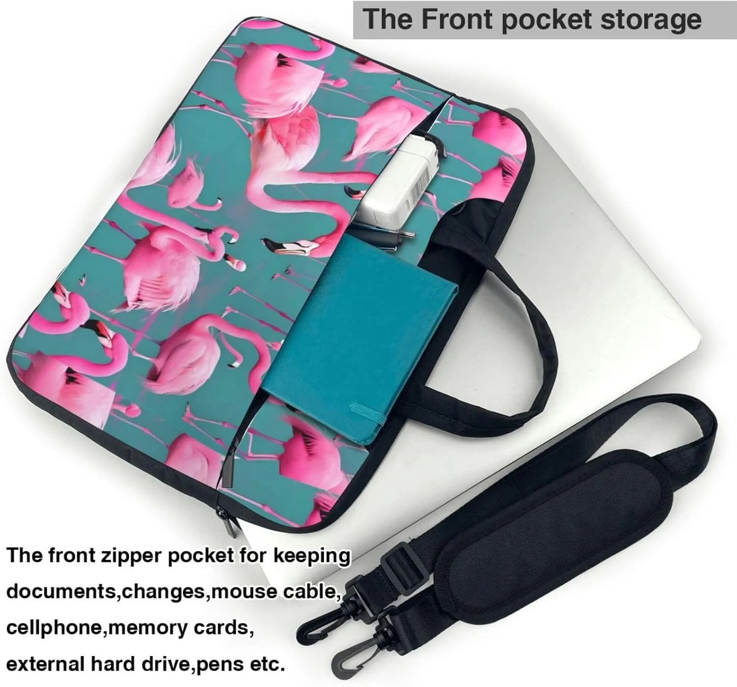 A Flock Of Flamingos Shockproof Portable Shoulder Laptop Bag For Daily Work Business Meetings