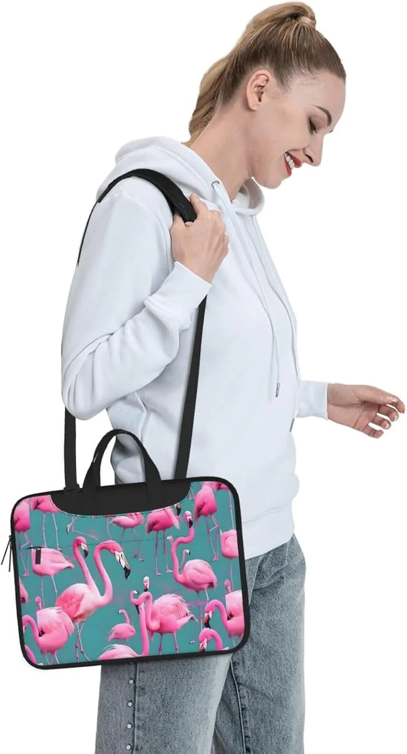 A Flock Of Flamingos Shockproof Portable Shoulder Laptop Bag For Daily Work Business Meetings