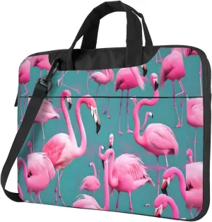 A Flock Of Flamingos Shockproof Portable Shoulder Laptop Bag For Daily Work Business Meetings