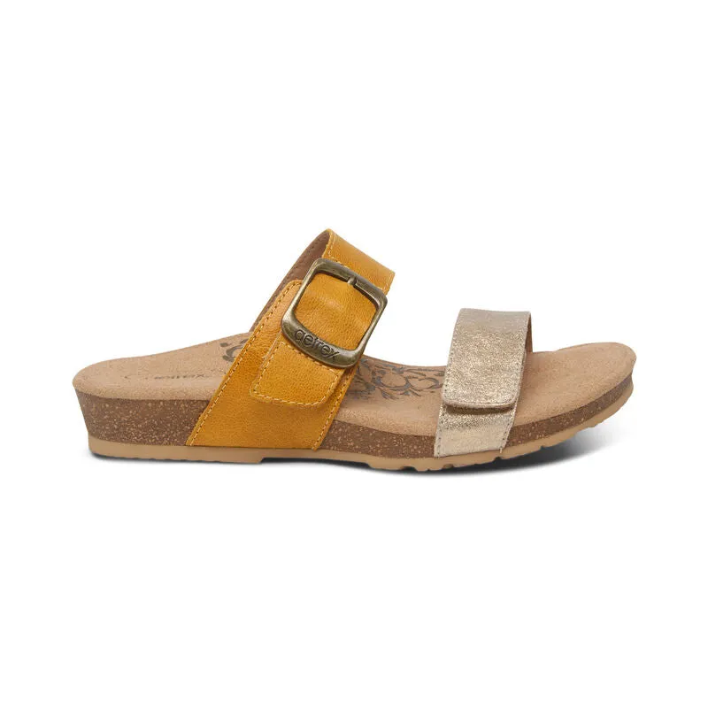 Aetrex Women's Daisy Adjustable Slide Sandal Sunflower