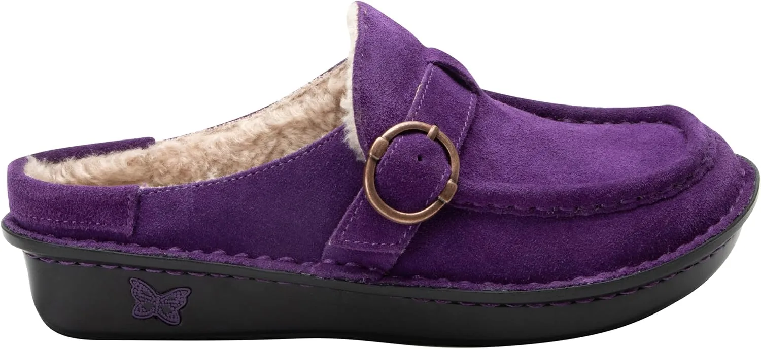 Alegria Women's Brigid Leather Moc Toe Open Back Clog with Heel Cup