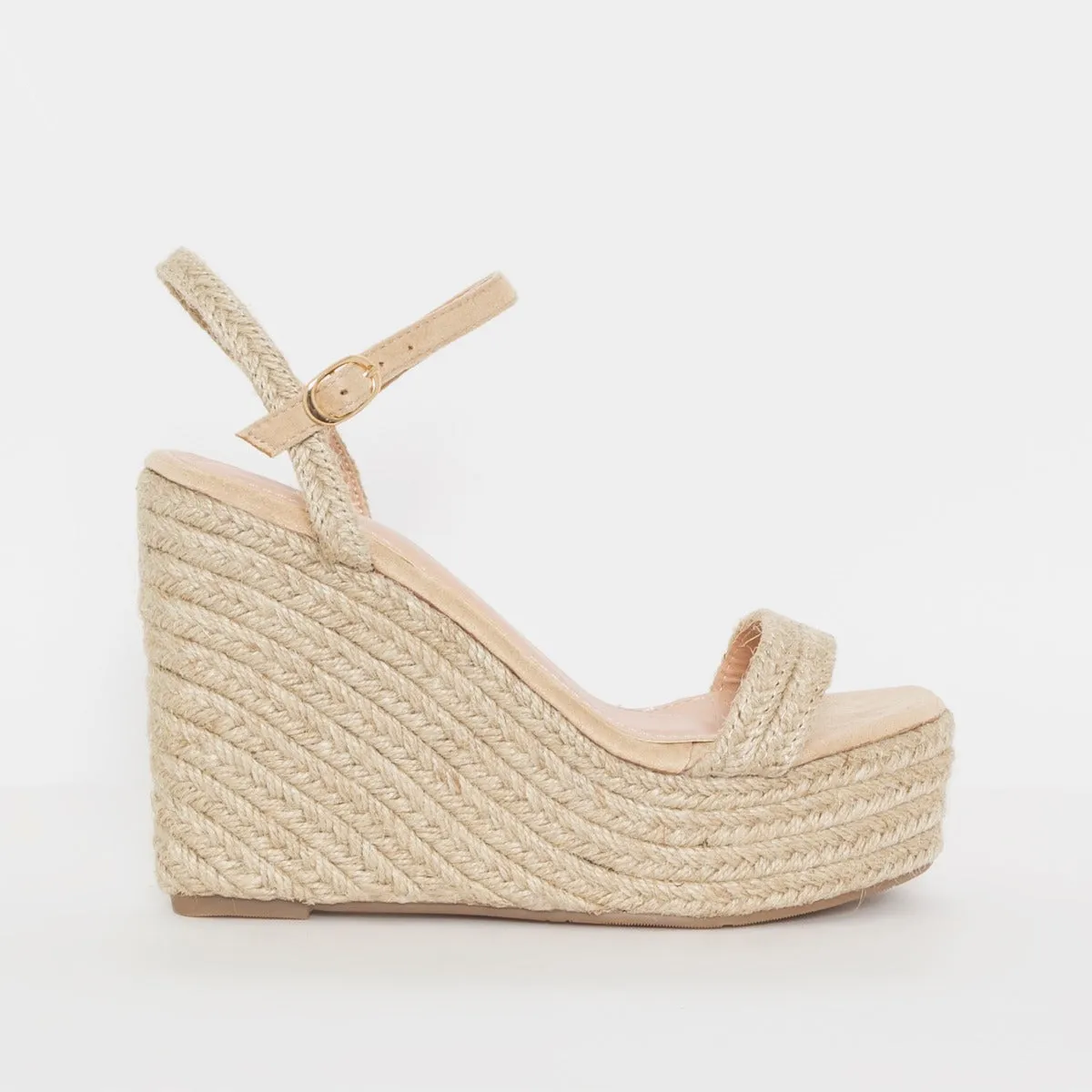 Alena Nude Suede Espadrille Wedges