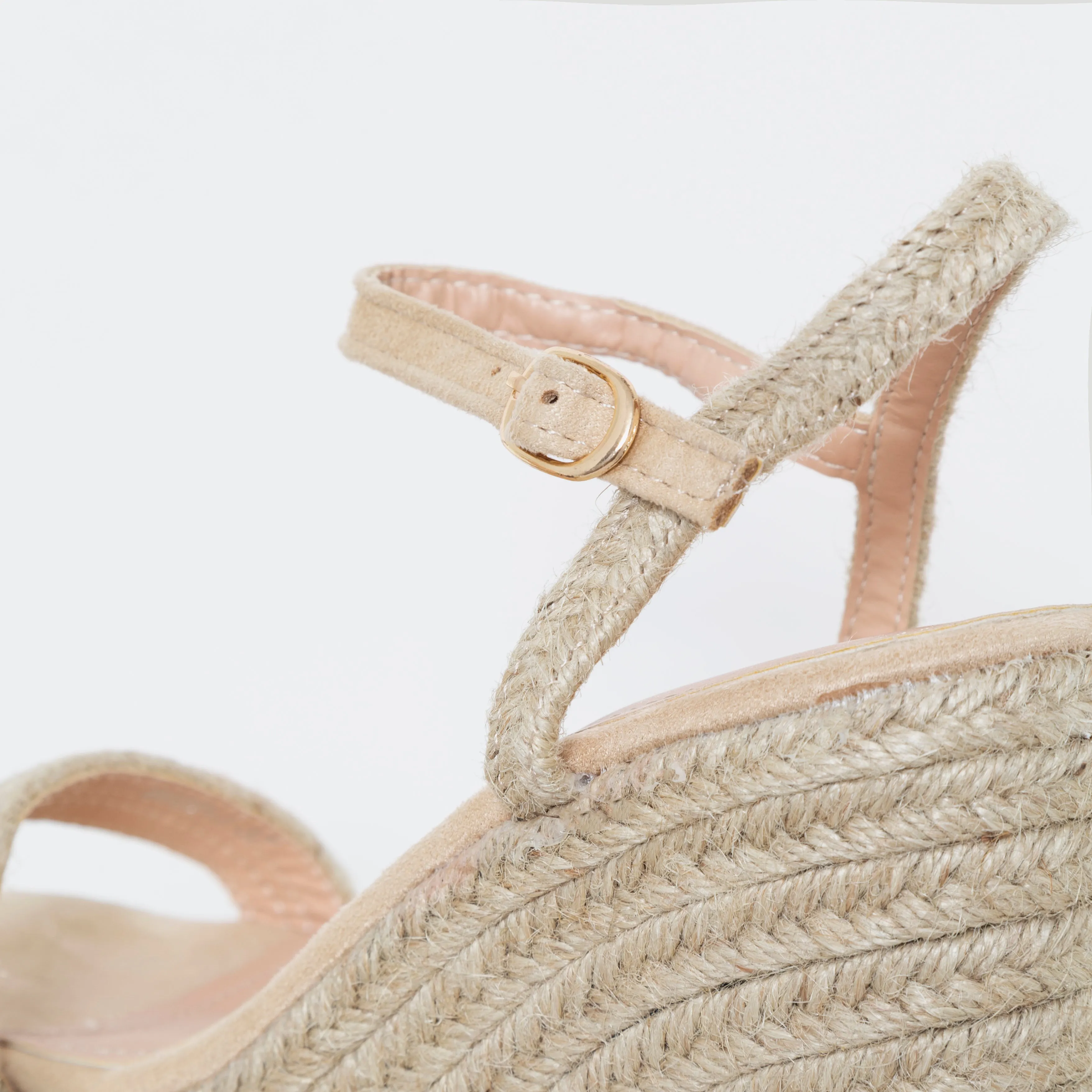 Alena Nude Suede Espadrille Wedges