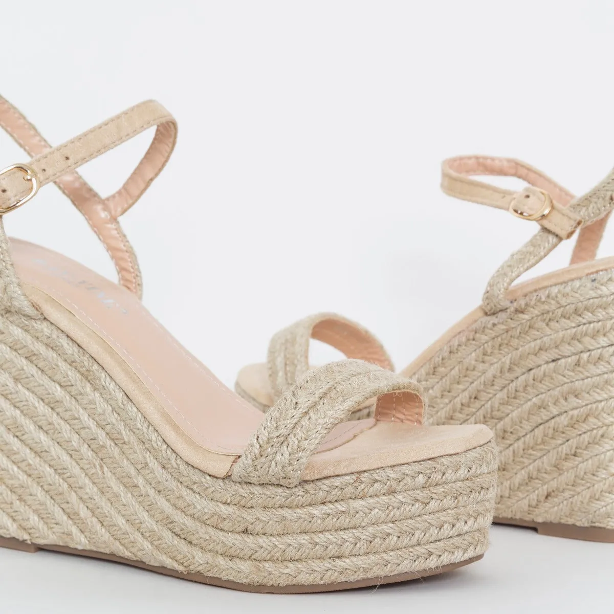 Alena Nude Suede Espadrille Wedges