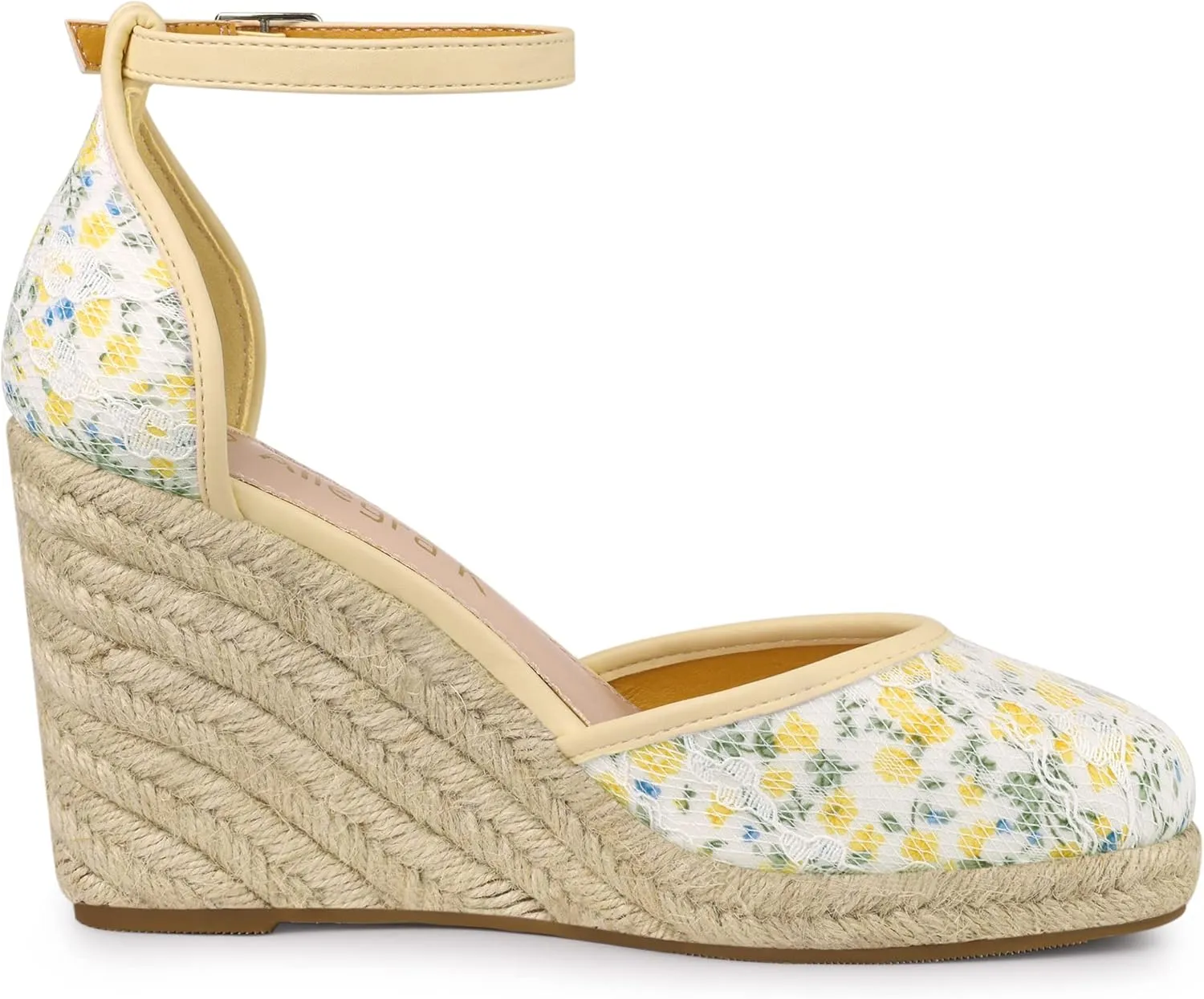 Allegra K Women's Closed Toe Espadrille Platform Heels Lace Wedge Sandals