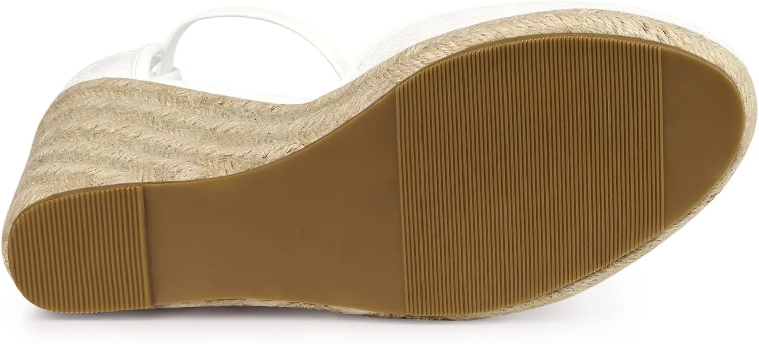 Allegra K Women's Closed Toe Espadrille Platform Heels Lace Wedge Sandals