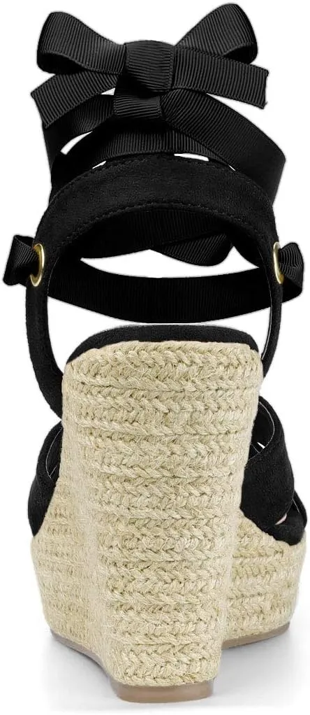 Allegra K Women's Espadrille Platform Lace Up Wedges Sandals