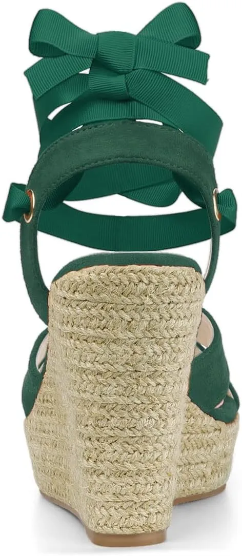 Allegra K Women's Espadrille Platform Lace Up Wedges Sandals