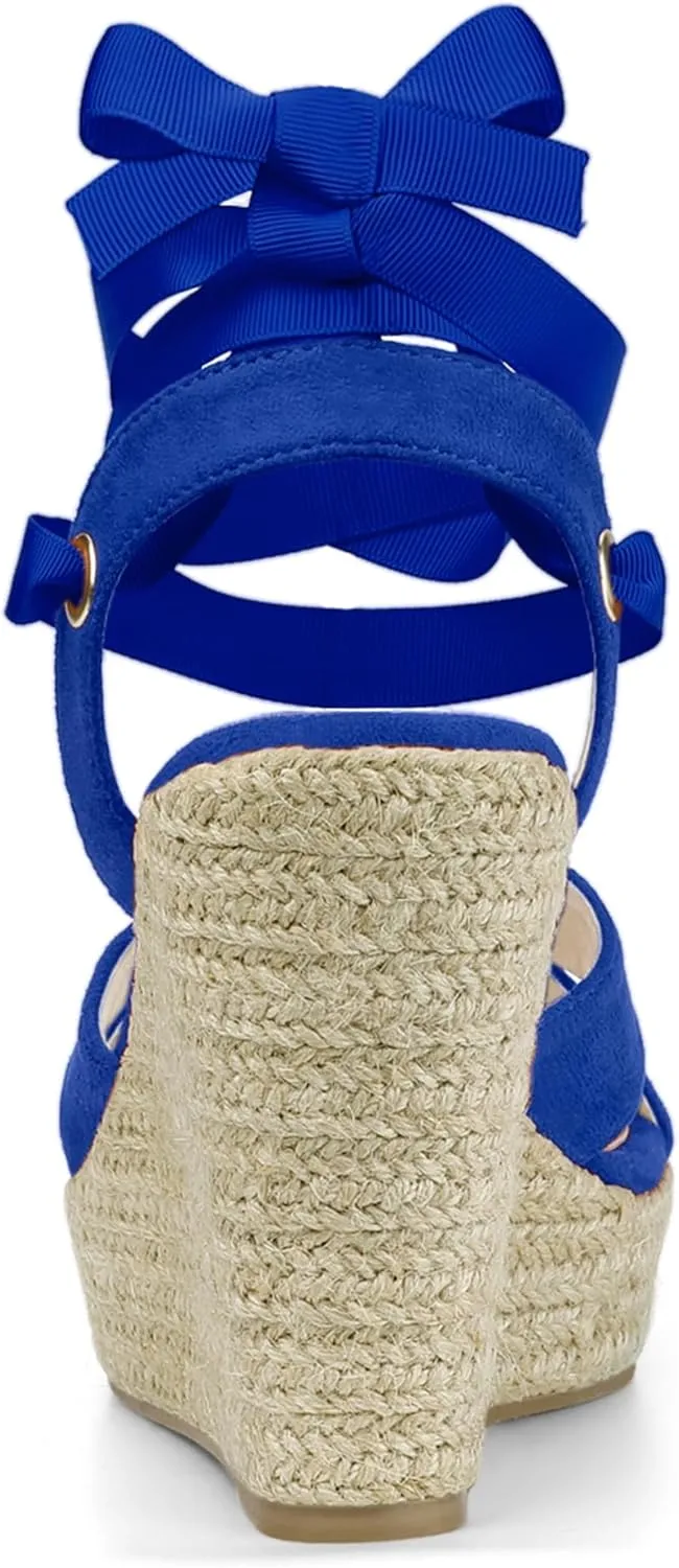 Allegra K Women's Espadrille Platform Lace Up Wedges Sandals