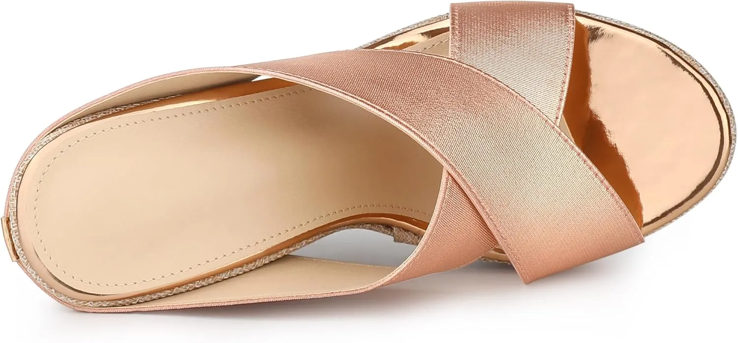 Allegra K Women's Platform Slide Wedge Sandals
