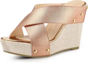 Allegra K Women's Platform Slide Wedge Sandals