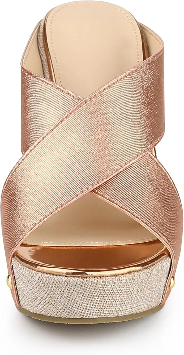 Allegra K Women's Platform Slide Wedge Sandals