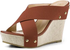Allegra K Women's Platform Slide Wedge Sandals
