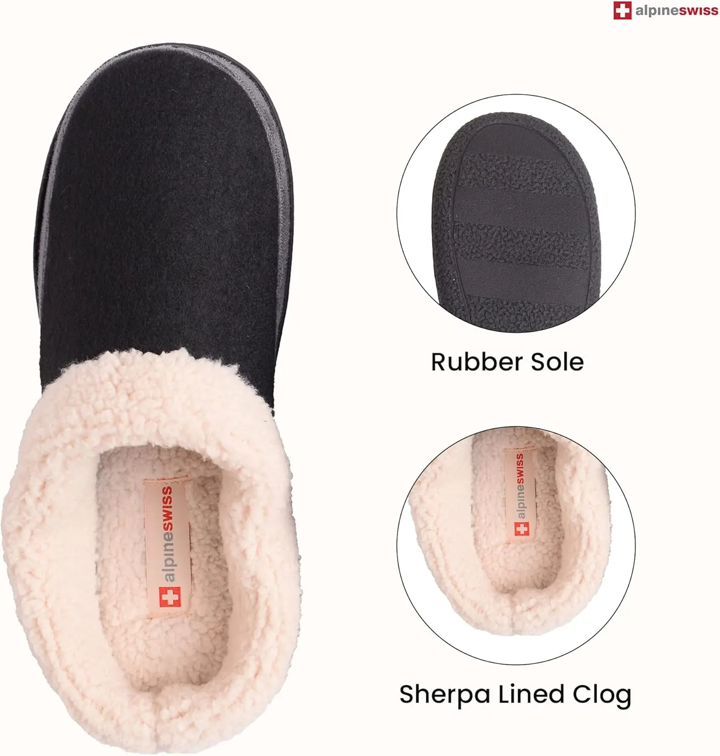 Alpine Swiss Paul Mens Memory Foam Fleece Clog Slippers House Shoes
