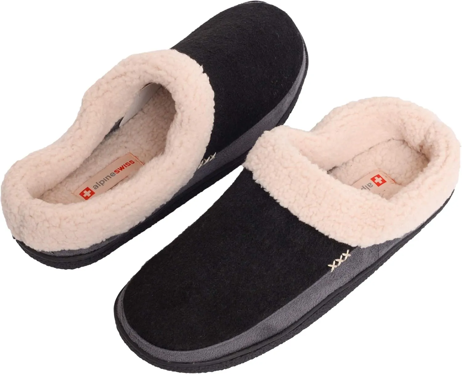 Alpine Swiss Paul Mens Memory Foam Fleece Clog Slippers House Shoes