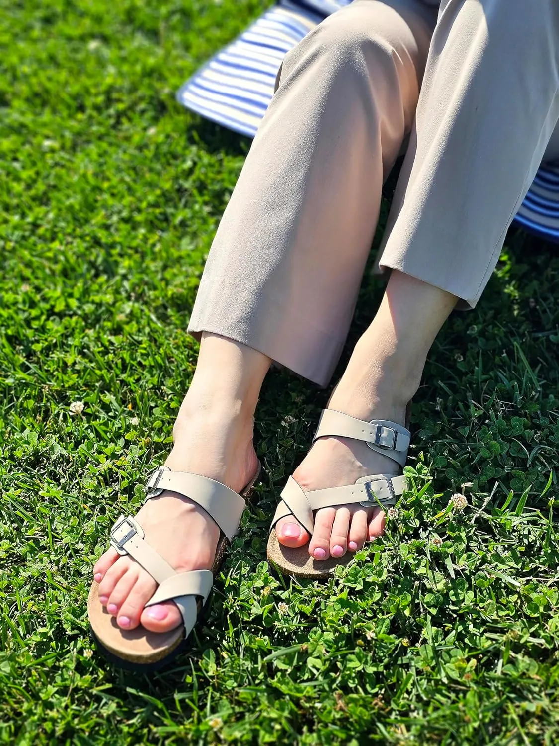 Arena Cork Sandals for Women – Cork Sandals Women’s Summer Shoes – Comfortable Slide Sandals