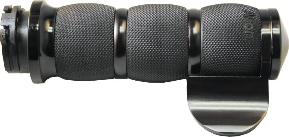 Avon Black Anodized H-D with Throttle Slide Air Cushion Grips With Avon Boss fo - One Size