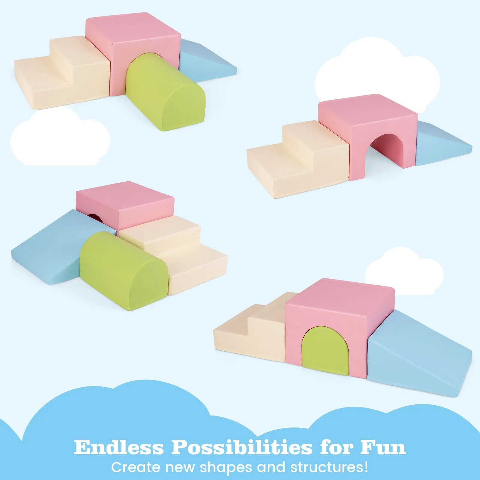 BABY JOY 4-Piece Kids Climb and Crawl Foam Block Play Set, Toddler Soft Building Blocks