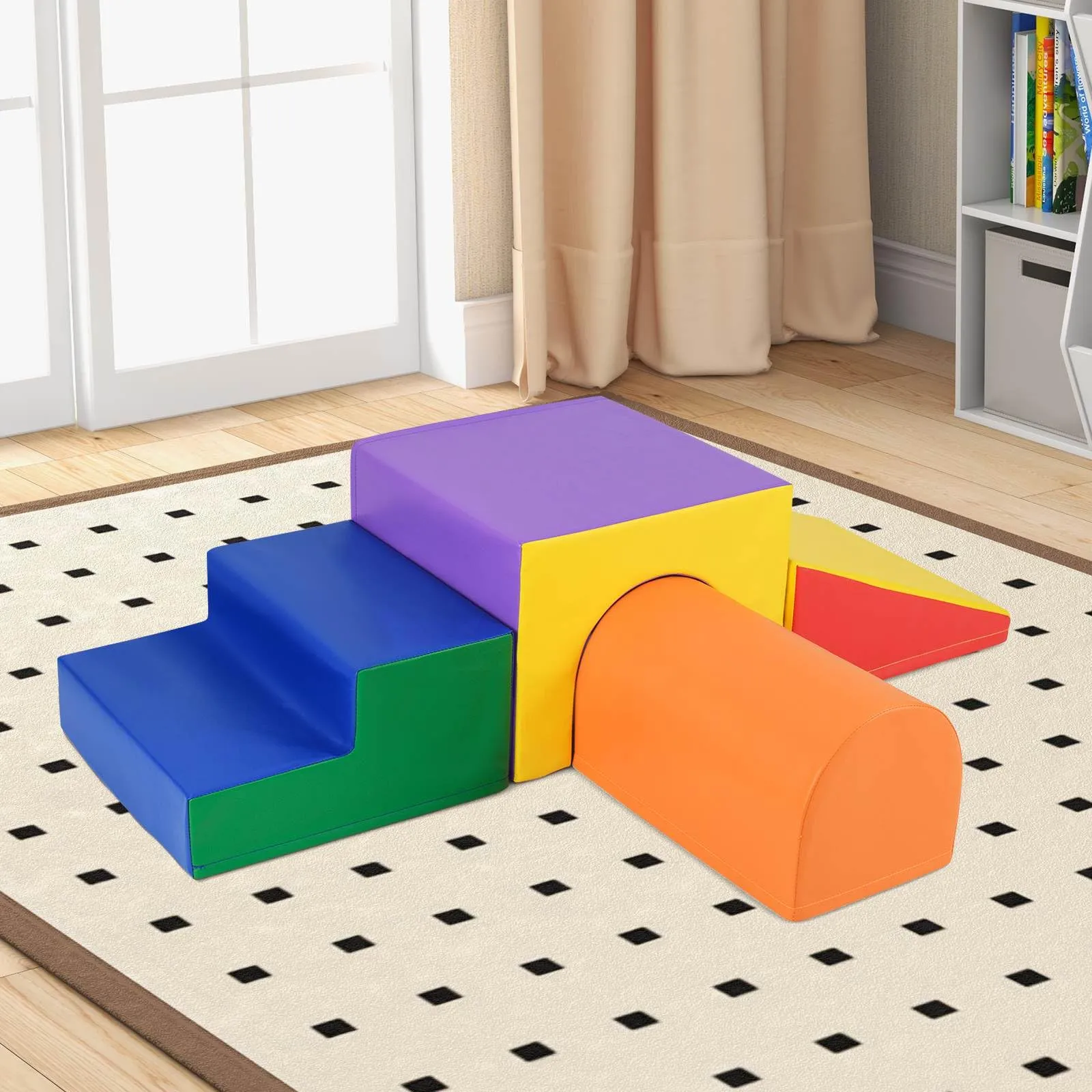 BABY JOY 4-Piece Kids Climb and Crawl Foam Block Play Set, Toddler Soft Building Blocks