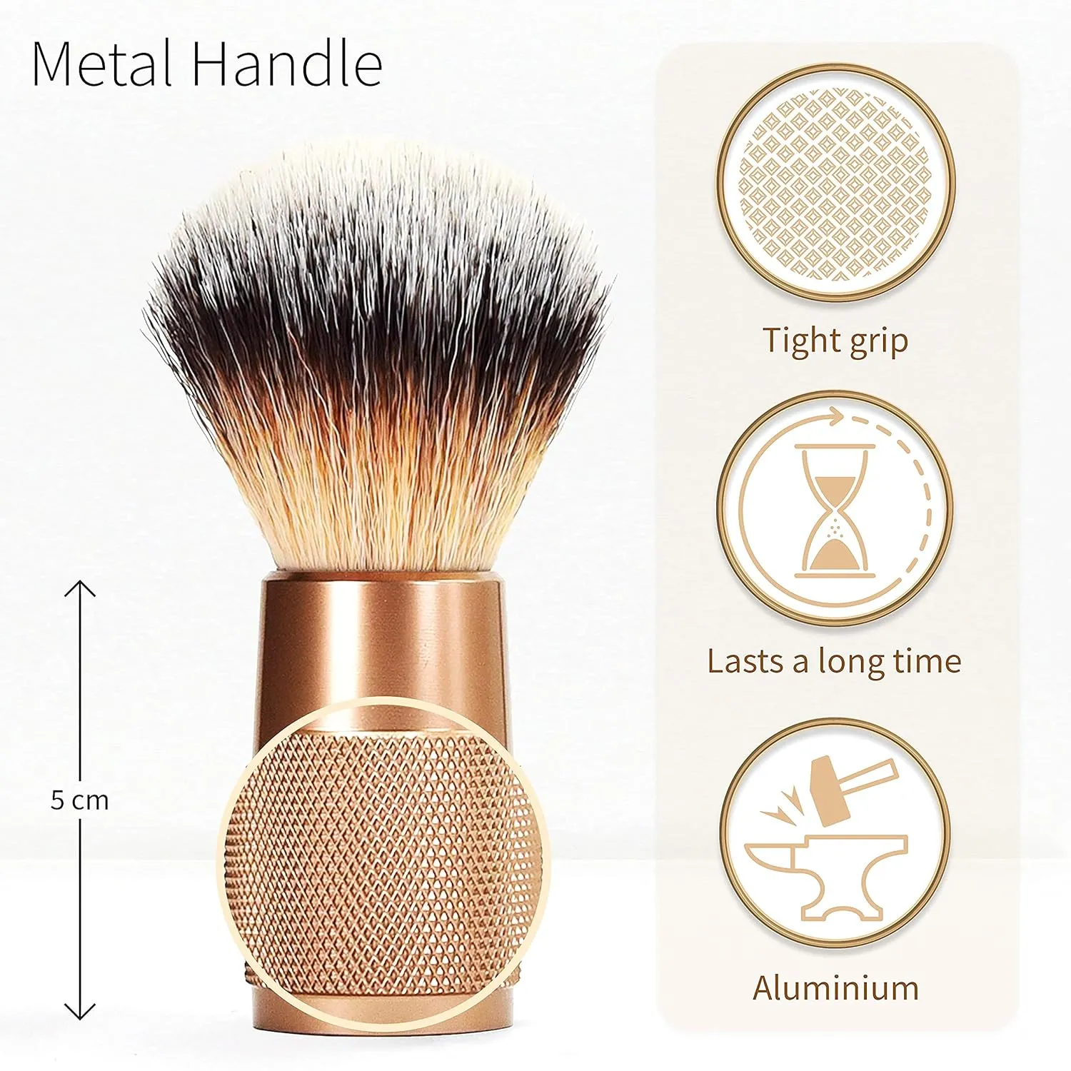 Bambaw - Synthetic Shaving Brush Rose Gold | Vegan Shaving Brush | Razor Bumps Treatment for Women | Shaving Brush in Metal for Ingrown Hair and Razor Burn Treatment| Pre Shave Exfoliator for Women