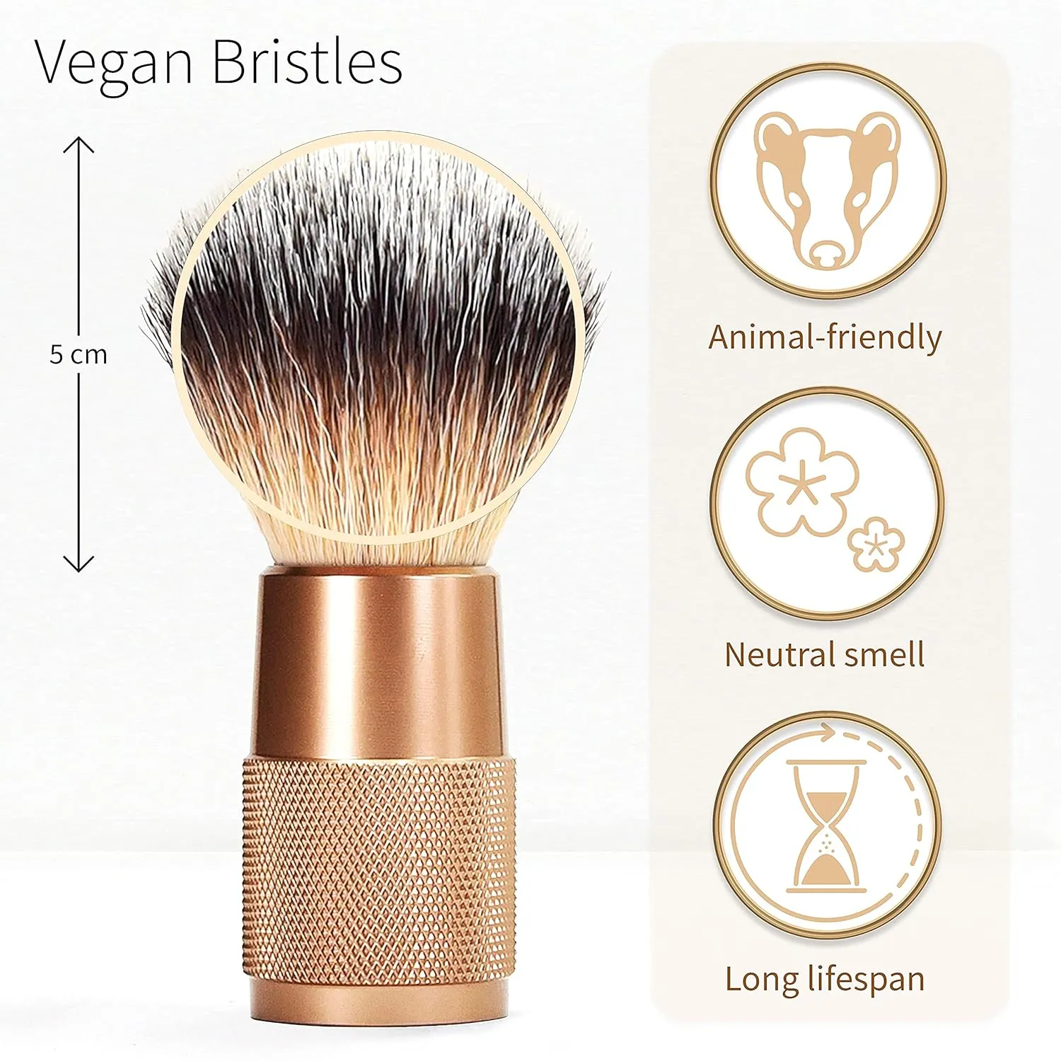 Bambaw - Synthetic Shaving Brush Rose Gold | Vegan Shaving Brush | Razor Bumps Treatment for Women | Shaving Brush in Metal for Ingrown Hair and Razor Burn Treatment| Pre Shave Exfoliator for Women