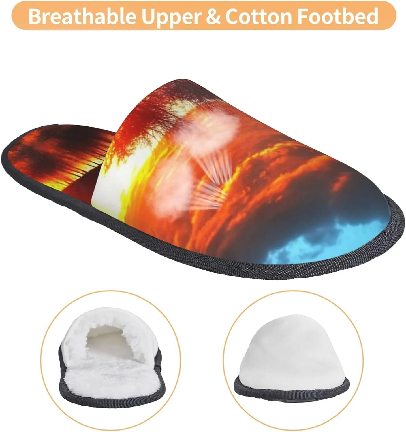 Beautiful sunset Furry Slippers for Men Women Fuzzy Memory Foam Slippers Warm Comfy Slip-on Bedroom Shoes Winter House Shoes for Indoor Outdoor
