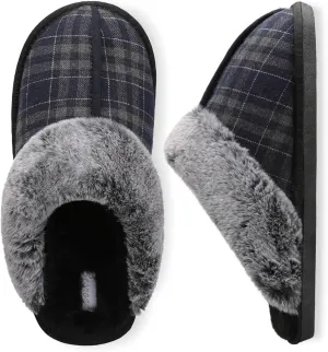 Besroad Mens Slippers Memory Foam House Slippers Warm Fuzzy Bedroom Slide House Shoes Indoor Outdoor Scuff