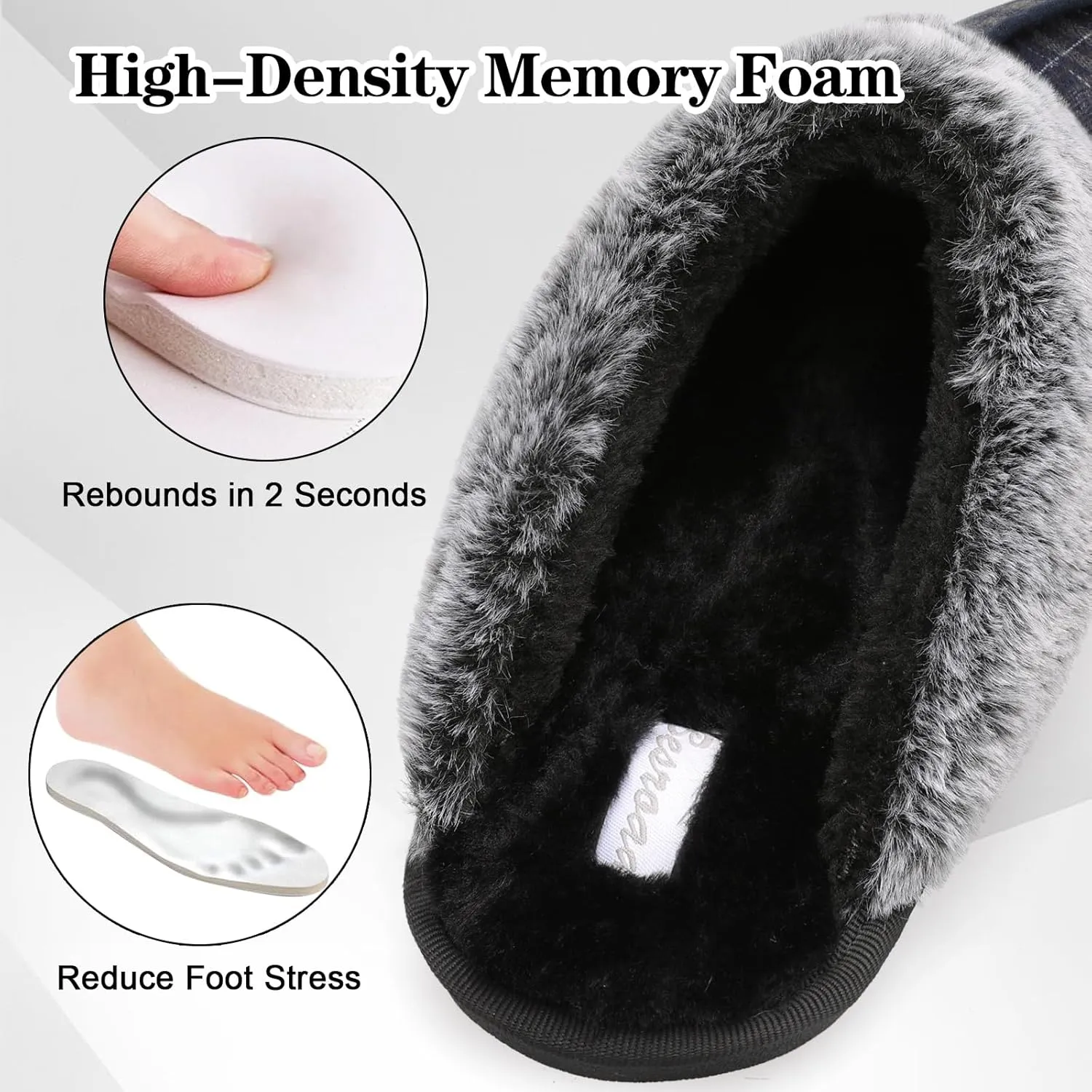 Besroad Mens Slippers Memory Foam House Slippers Warm Fuzzy Bedroom Slide House Shoes Indoor Outdoor Scuff