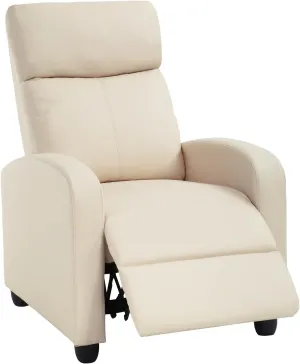 BestMassage Recliner Chair for Living Room Modern Wingback Sofa Home Theater Seating Push Back Reclining Chair with Lumbar Support (Without Massage Function, PU Beige)