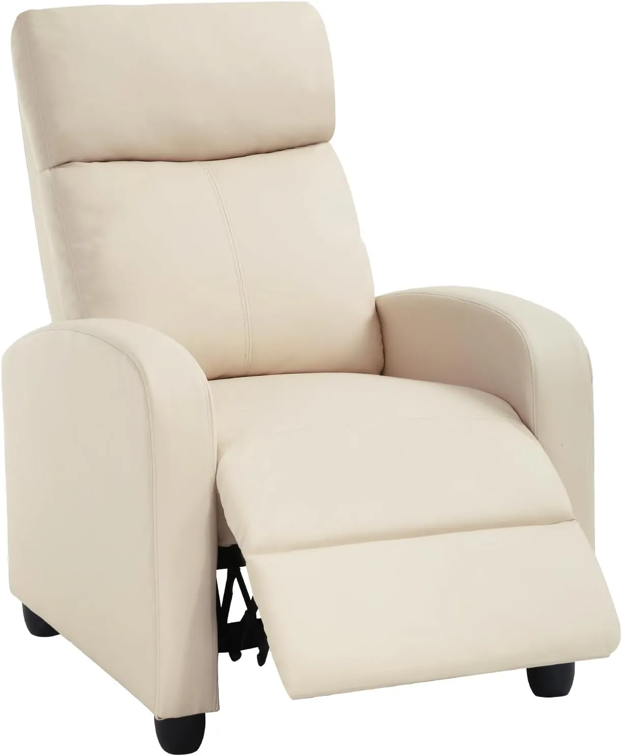 BestMassage Recliner Chair for Living Room Modern Wingback Sofa Home Theater Seating Push Back Reclining Chair with Lumbar Support (Without Massage Function, PU Beige)